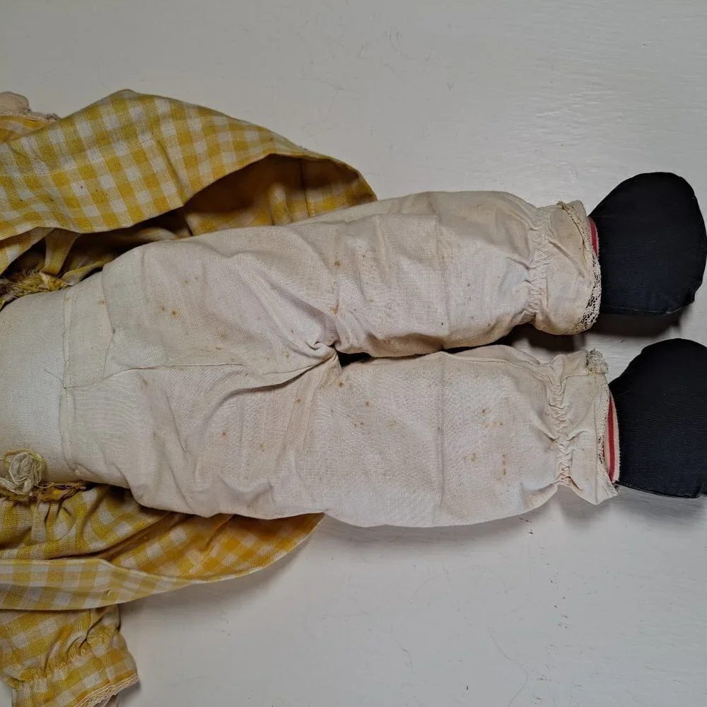 Vintage Blonde Raggedy Ann Doll Yellow Dress All Fabric Doll
